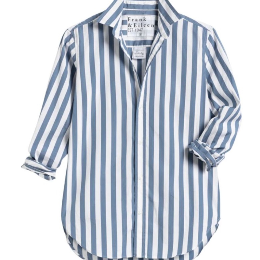 Frank & Eileen Blue and White Striped blouse